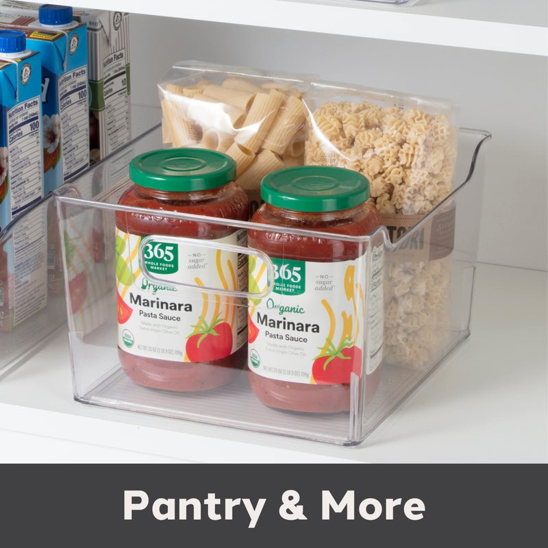 Oggi Storage Bin With Handles - Deep (9.75" x 9" x 6") - Ideal for Kitchen Organization, Pantry Storage, Fridge Organizing, Clear - Image 4